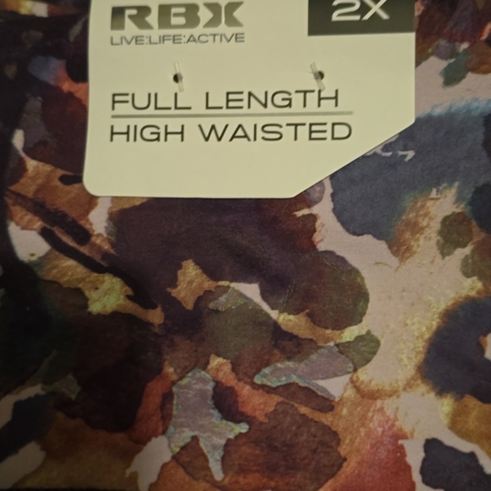 RBX Active 3X High Waisted Full Length Leggings‎ Multi Abstract Compression NWT - Picture 11 of 11